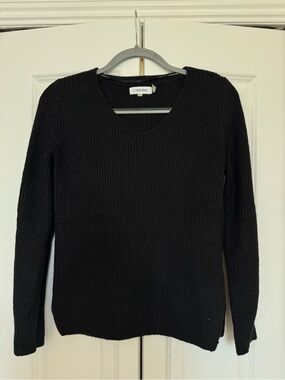 Calvin Klein Black Ribbed V-Neck Sweater